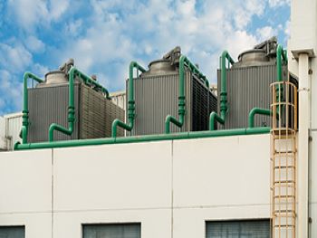 View of large rooftop cooler tower