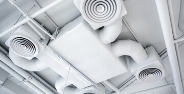 Ceiling view of HVAC equipment